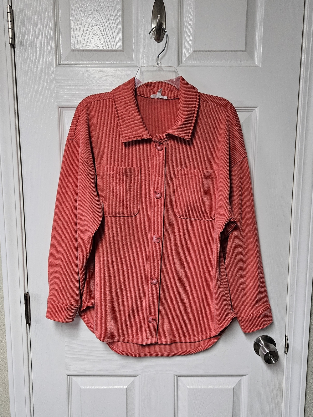 Maurices Women's Coral-Red Corduroy Button-Front Shirt
